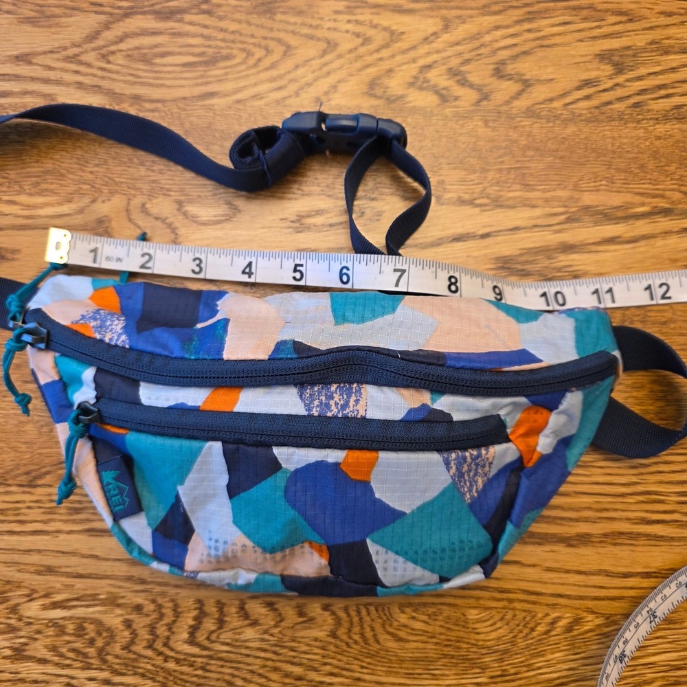 REI Co-op Trail 2 Waist Pack Blue Multi Geometric Ripstop Nylon Hip‎ Bag Gorp - Picture 8 of 10